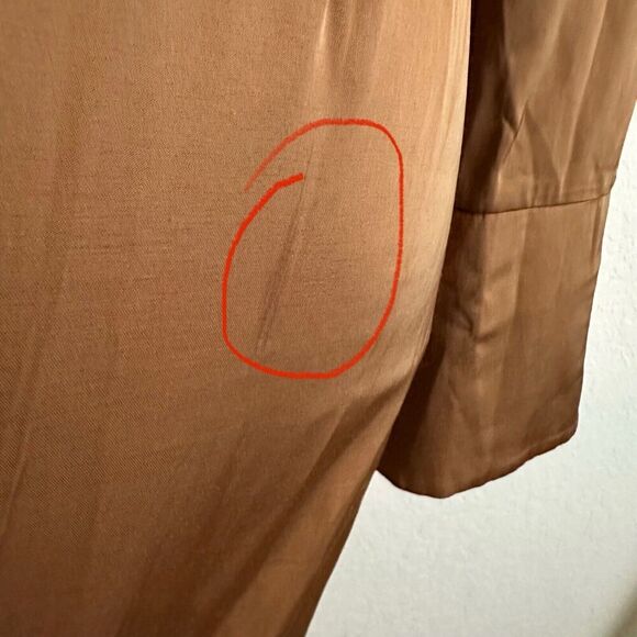 Abercrombie & Fitch Womens Satin Shirt Dress Size Medium Brown Long Sleeve - Picture 5 of 7